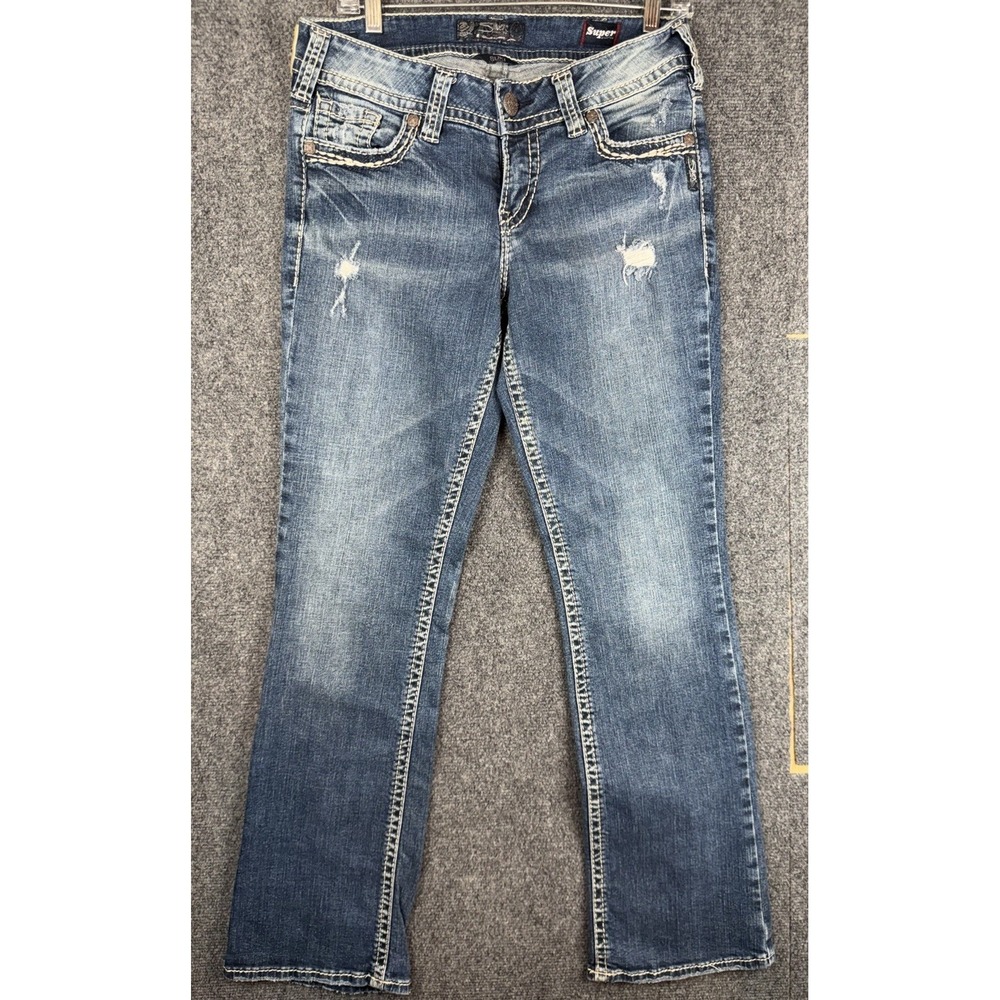 Silver Jeans Suki Mid Slim Boot Women's Size 30x31 Med Wash Stretch Denim Jeans